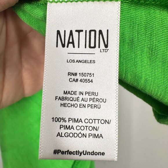 Nation‎ LTD Bright Green Gabby Smocked Midi 100% Pima Cotton Casual Tank Dress L - Picture 3 of 8